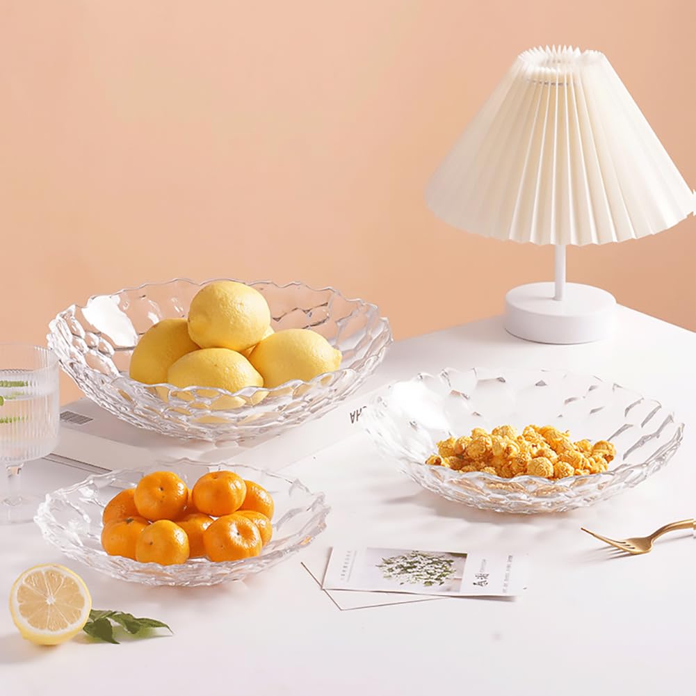Coafiy 2 Pack Glass Fruit Bowl, Fruit Basket Holder, Crystal Fruit Bowl, Dessert Plate,Decorative Pedestal Bowl,for Table Décor for Home,Office, Wedding Decor, Fruit, Snack, Dessert (Large,Clear)
