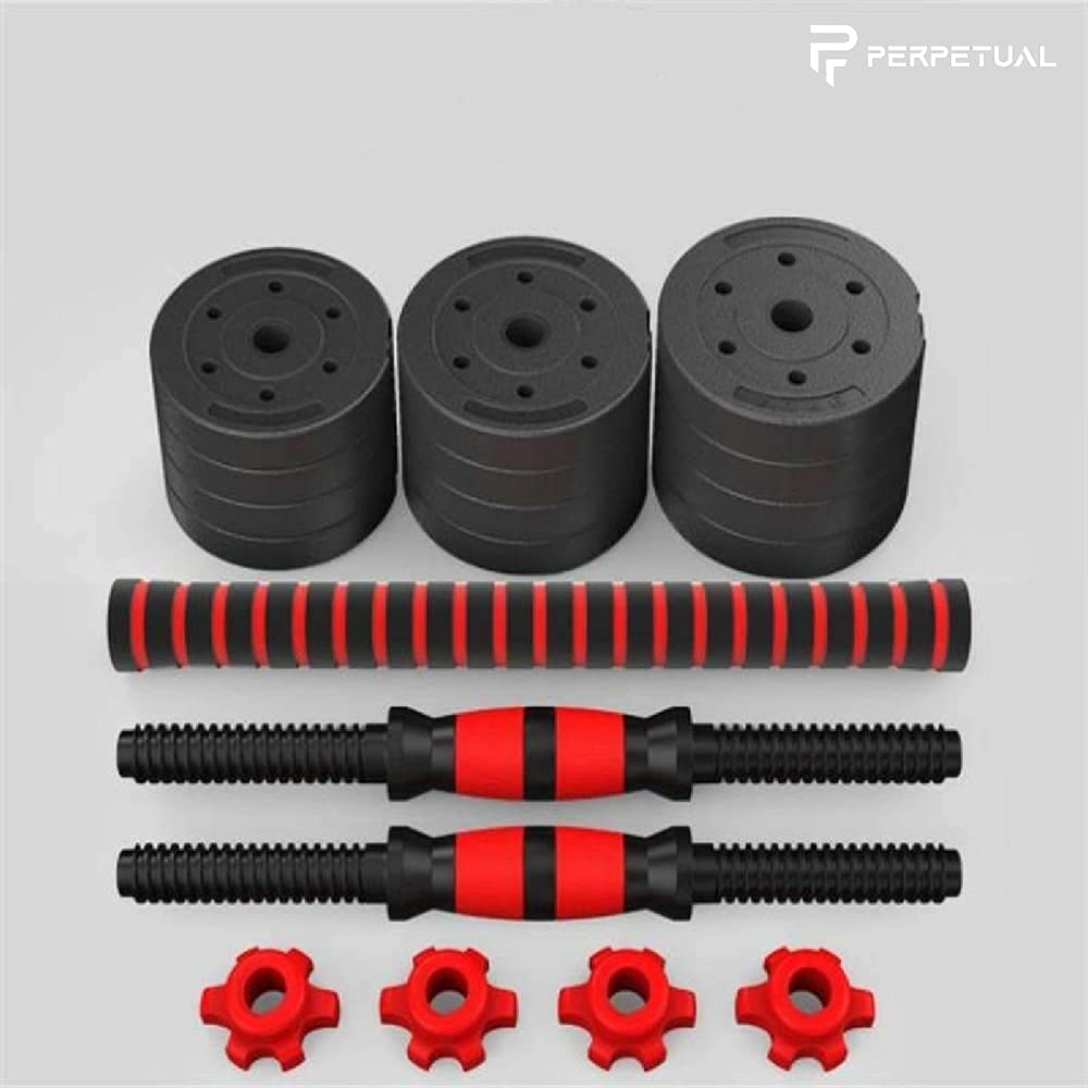 PERPETUAL Dumbbells Barbell Set with Connecting Rod 20kg/44Lb - Adjustable Dumbbells, Training Set for Men and Women. Body Workout Home Gym (20kg/44Lb)