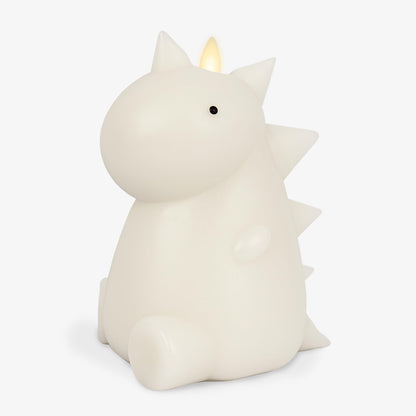 Luminara Flameless Dinosaur Figural Color Changing LED Candle, 5.7" x 6.7", Real Wax Moving Flame Battery Operated w/ 18 Button Remote, Unscented Safe