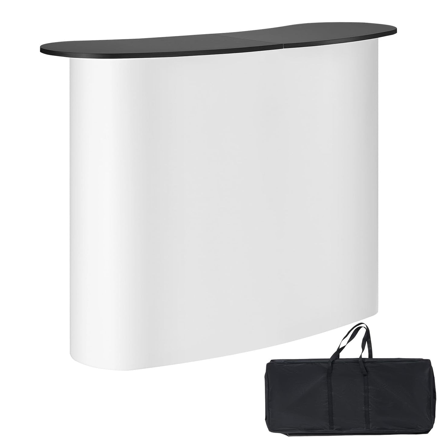 VEVOR Portable Tradeshow Podium Table, 51.18" x 18.31" x 37.4", Display Exhibition Counter Stand Booth Fair with Wall, Foldable Promotion Retail Bar Table Pop Up Podium with Storage Rack, Carrying Bag