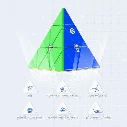 GAN Pyraminx 36 Magnets, Pyramid Speed Cube, Speed Magnetic Pyramid Puzzle Stickerless Triangle Cube (Standard)