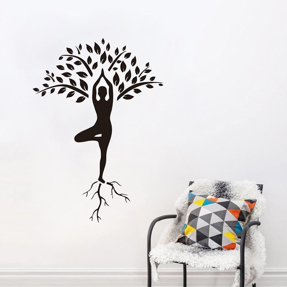 Home Decor Women Yoga Posture Wall Sticker Tree Removable Decor Stickers for Yoga Studio Namaste Wall Decal 23X16in