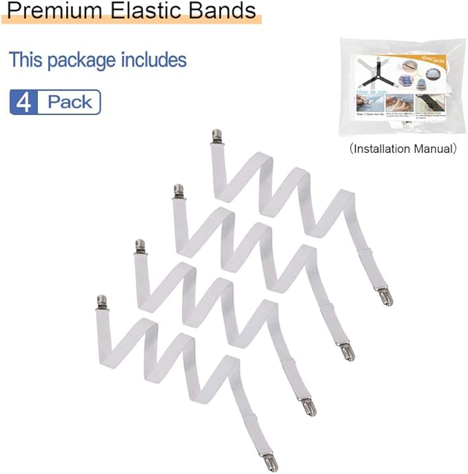 4Pcs Adjustable Bed Sheet Straps Clips, Elastic Mattress Sheet Fasteners Holder