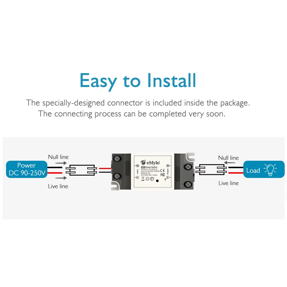 WiFi Switch, Tuya Smart Relay Wireless Remote Control Light Switch Voice Control Outlet Timer Compatible with Alexa and Google Assistant 90-250V One Channel, 3 Pack