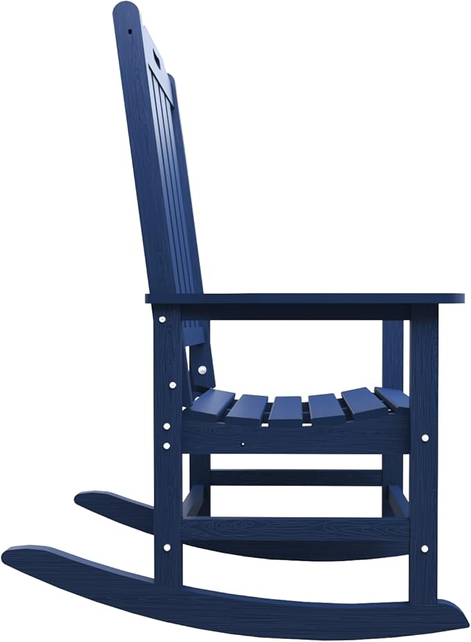 Oversized Rocking Chair Set of 2, Outdoor Rocking Chair for Adults, All Weather Resistant Porch Rocker for Lawn Garden, Navy Blue