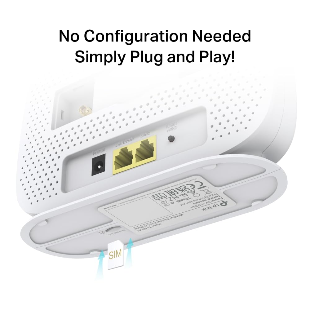 TP-Link TL-MR105 N300Mbps WiFi 4G Router, 4G Cat4 LTE Network, Ethernet Port, 4G Router with Sim Slot, Mobil WiFi Router, Sim Card Router, TP-Link WiFi Router, External Antenna Ports, Plug & Play