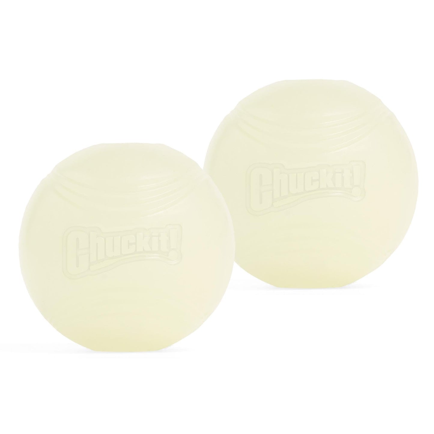 Chuckit! Ball Glow In the Dark Dog Toy, Durable Rubber Dog Balls, Launcher Thrower Compatible Interactive Toys for Dogs for Boredom, Medium, Pack of 2
