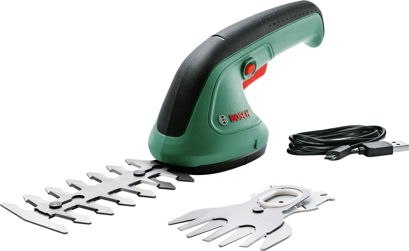 Bosch Garden Shears EasyShear (Integrated 3.6V, Battery runtime: 40 min, Blade Length: 12cm (Shrub) / 8cm (Grass), in Carton Packaging)