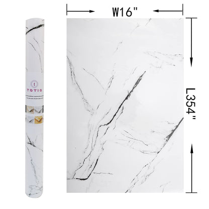 White Granite Wallpaper Peel Stick Glossy Thick Marble Contact Paper for Countertop 16x354 inch Waterproof Oil Proof Self Adhesive Furniture Stickers Kitchen Counter Shelf Liner Wall Vinyl Decorative