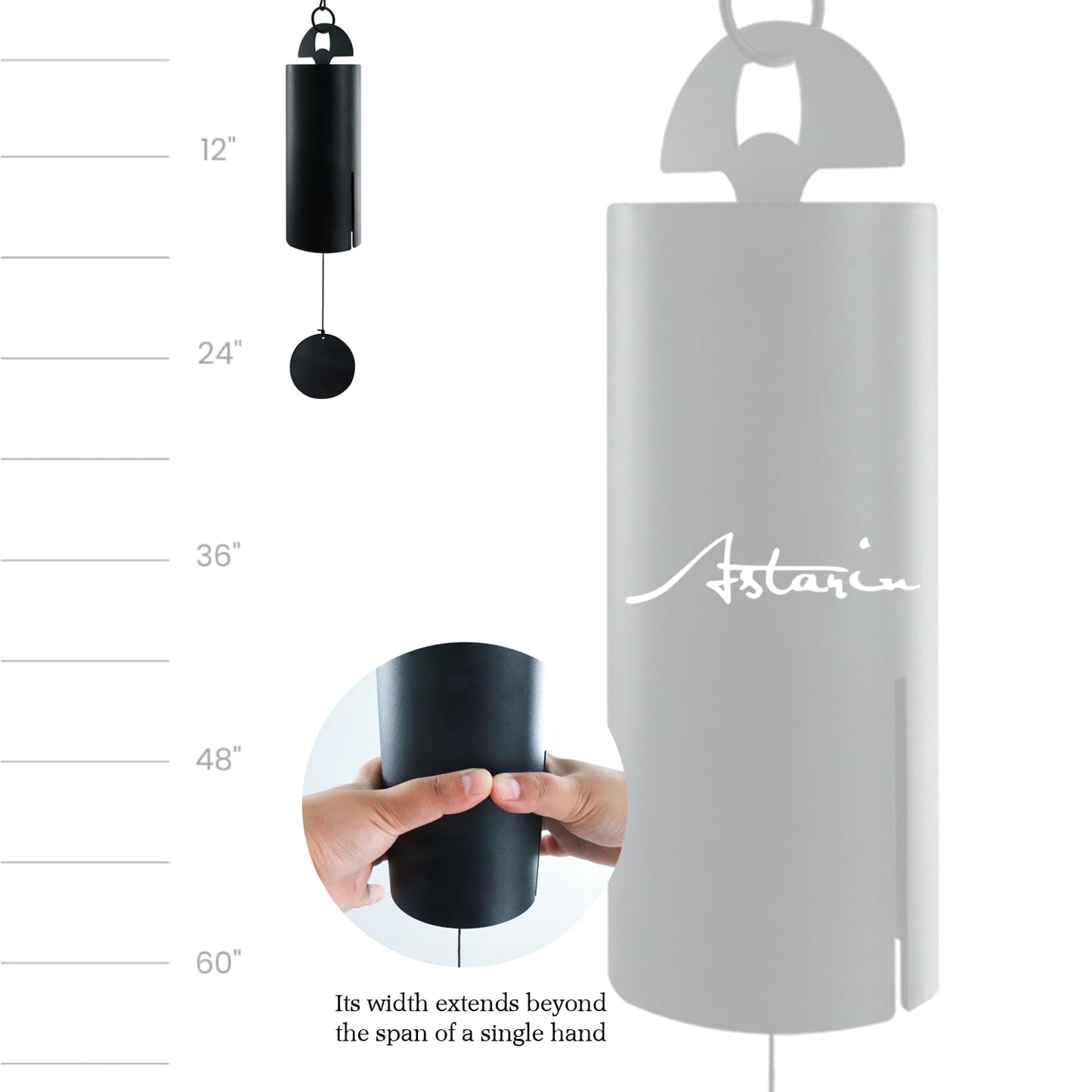 ASTARIN Wind Chimes for Outside Deep Tone Heroic Windbell Deep Resonance Serenity Bell Outdoor Decor for Patio,Yard,Porch,Garden(Matte Black)