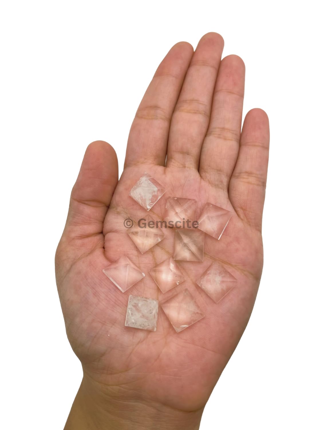 WholesaleGemShop Beautiful Lot of 10 Pieces Clear Crystal Quartz Gemstone Pyramids for Crystal Reiki Vaastu Healing