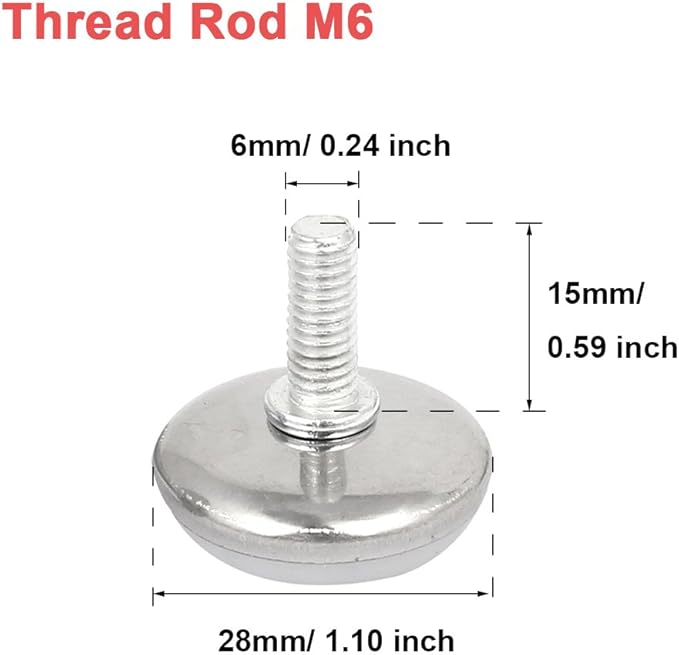 30Pcs Adjustable Furniture Leg Base Leveller Table Leveling Feet Pads, M6 x