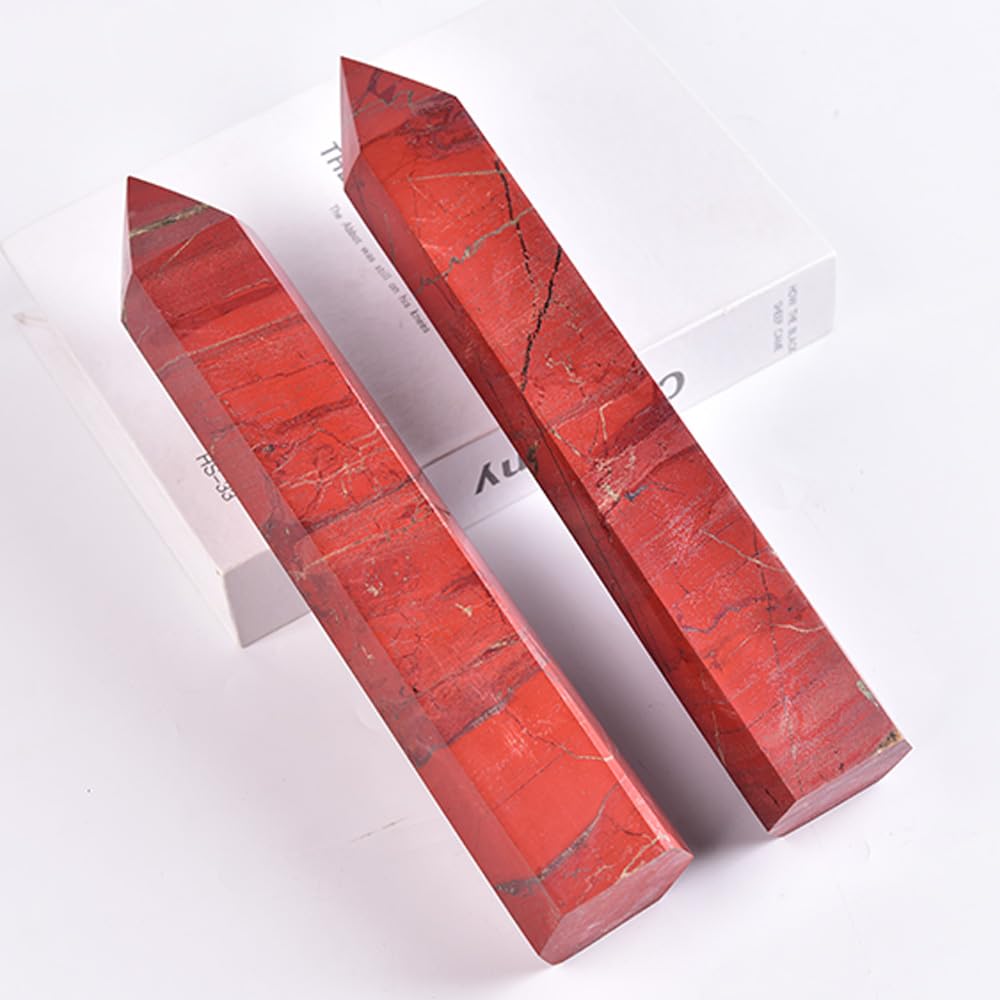 MOGEMT Large Red Jasper Crystal Tower Natural Healing Crystal Wand Point Obelisk for Meditation Crystal Grid 10-12 inch