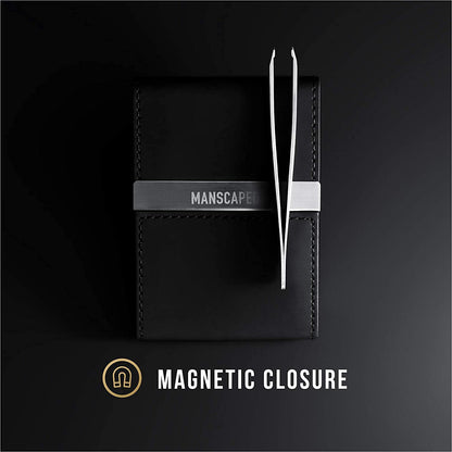 MANSCAPED® Shears 2.0 Tempered Stainless Steel Men's Nail Kit, Fingernail Clippers, Safety Scissors, Tweezers and Nail File, Travel Manicure Pedicure Set, 4-Piece Luxury Grooming Kit with Compact Case