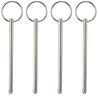 4 Pcs Long Quick Release Pin, Diameter 1/4"(6.3mm), Overall Length 4-3/4"(120mm), Usable Length 4.13"(105mm), Full 316 Stainless Steel, Bimini Top Pin, Marine Hardware