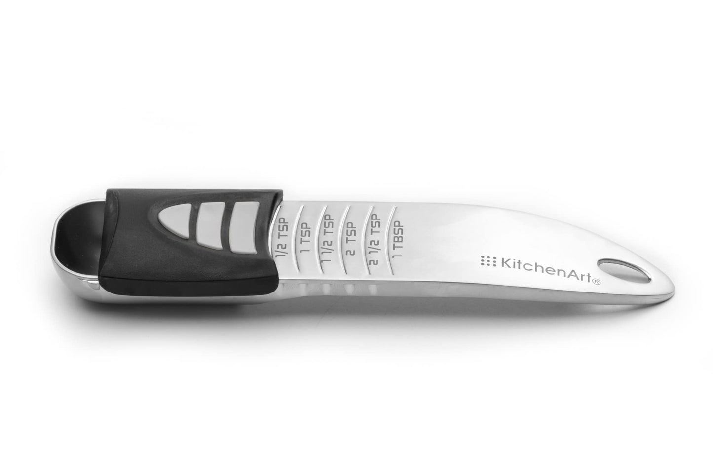 KitchenArt Stainless Steel Pro Adjust-A-Tablespoon, Adjustable Tablespoon Scoop, Measures 1/2 TSP to 1 TBL