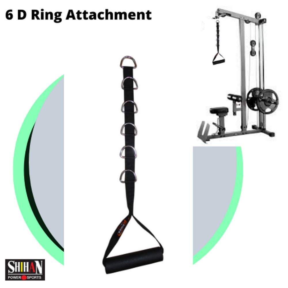 New Stirrup Handle with 6 D-Rings Adjustable Cable Machine Attachment Power Sports (Sold Single)