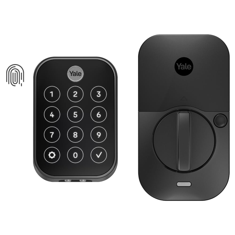 Yale Assure Lock 2 Touch Deadbolt, Black Suede Key-Free Smart Entry Door Lock with Wi-Fi Connected Touchscreen Keypad and Fingerprint Scanner for Code Entry and Remote Access, YRD450-F-WF1-BSP