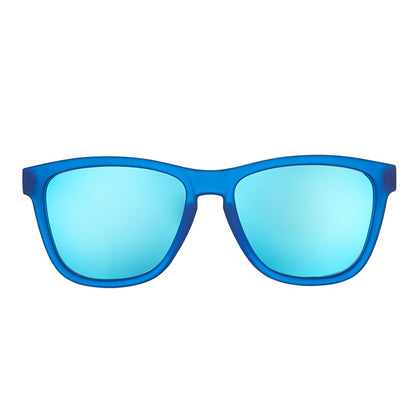 goodr Falkor's Fever Dream Polarized Sunglasses for Men & Women, Medium Sized (OG), Dark Blue Translucent Frame with Light Blue Mirrored Reflective Lenses, UV400 Protection, No Slip, No Bounce