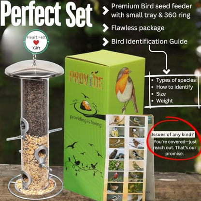 HEAVY DUTY stainless steel metal bird feeder, easy clean garden bird seed feeders hanging, bird feeders for small birds, bird feeders hanging for wild bird, hanging bird feeder for backyard BY PROVIDE
