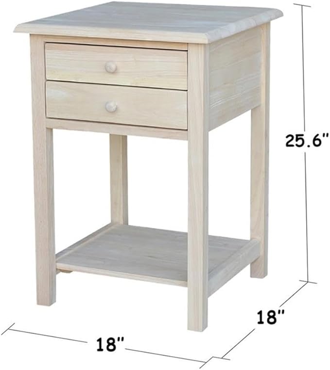 International Concepts, 25.6"H Rectangular Lamp/ End/ Side Table, 2 Drawers