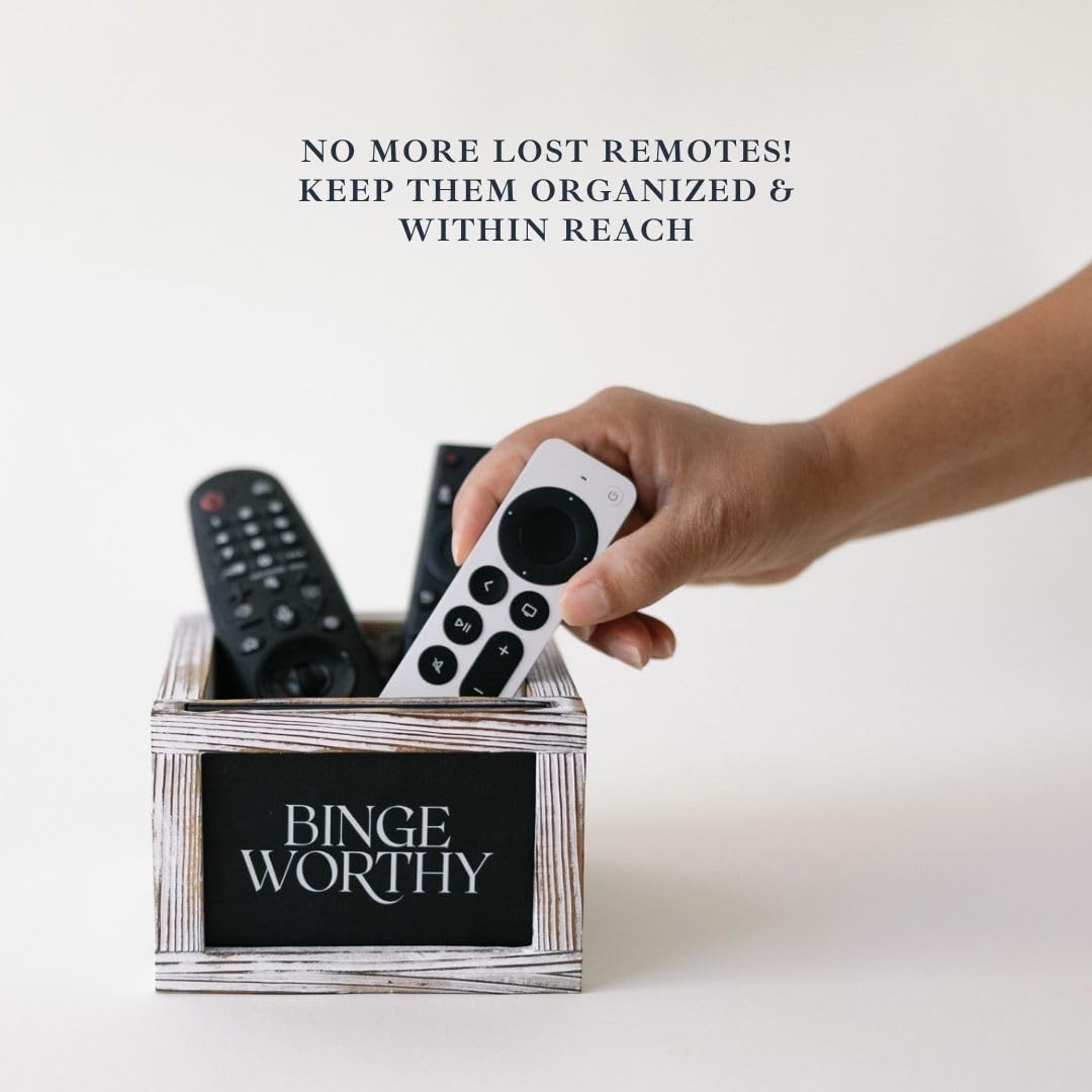 Remote Control Holder- Rustic TV Remote Holder - Remote Caddy Farmhouse Decor- House Warming Gifts - New House Essentials- Tv Stand Decor - Bedside Remote Control Holder - Remote Holder For Table