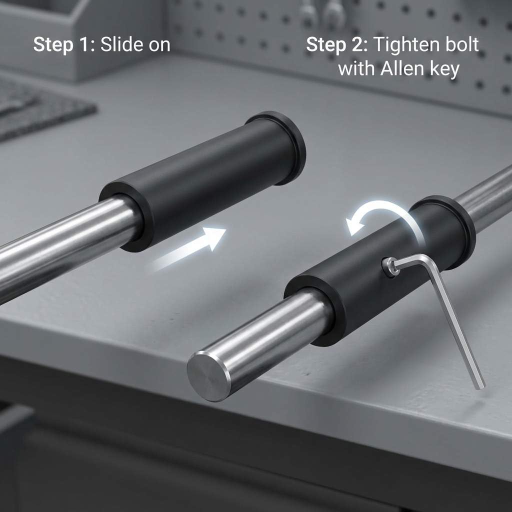 QWORK Adapter Sleeves 1" to 2" – 8" Length, 2 Pairs, 600 lbs Load, Locking Bolt & Caps for Racks, Bars & Plates