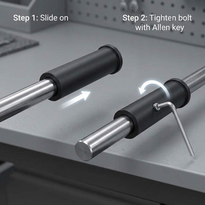 QWORK Adapter Sleeves 1" to 2" – 8" Length, 2 Pairs, 600 lbs Load, Locking Bolt & Caps for Racks, Bars & Plates