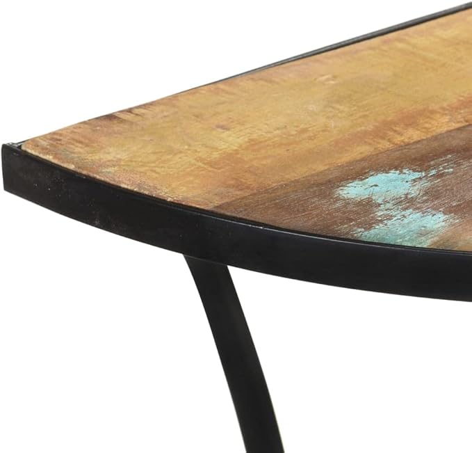 Reclaimed Wood Half-Circle Side Table 43.3"x15.7"x30.3" Narrow Space-Saving