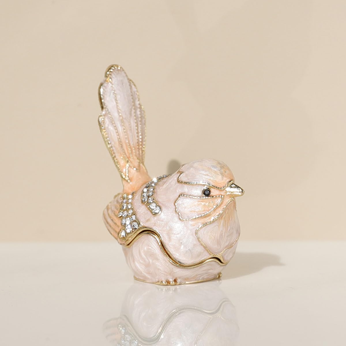 SIQIZHOU Bird Trinket Box Golden Crystal Enameled Hand-Painted Hinged Animal Jewelry Box, Elegant Home Decor & Unique Gift for Bird Lovers decor for home