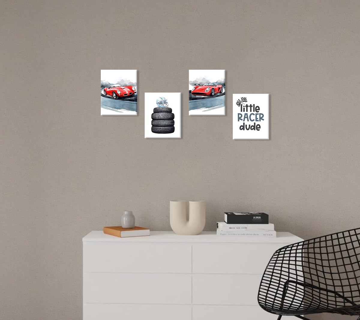 Modern Car Posters Classic Supercar Wall Art Prints, Cool Racing Ferrari Lamborghini McLaren Pagani Canvas Posters for Man Cave Boys Room Wall Decor, Sports Car Art Prints, Set of 4 (8"x10" Unframed)