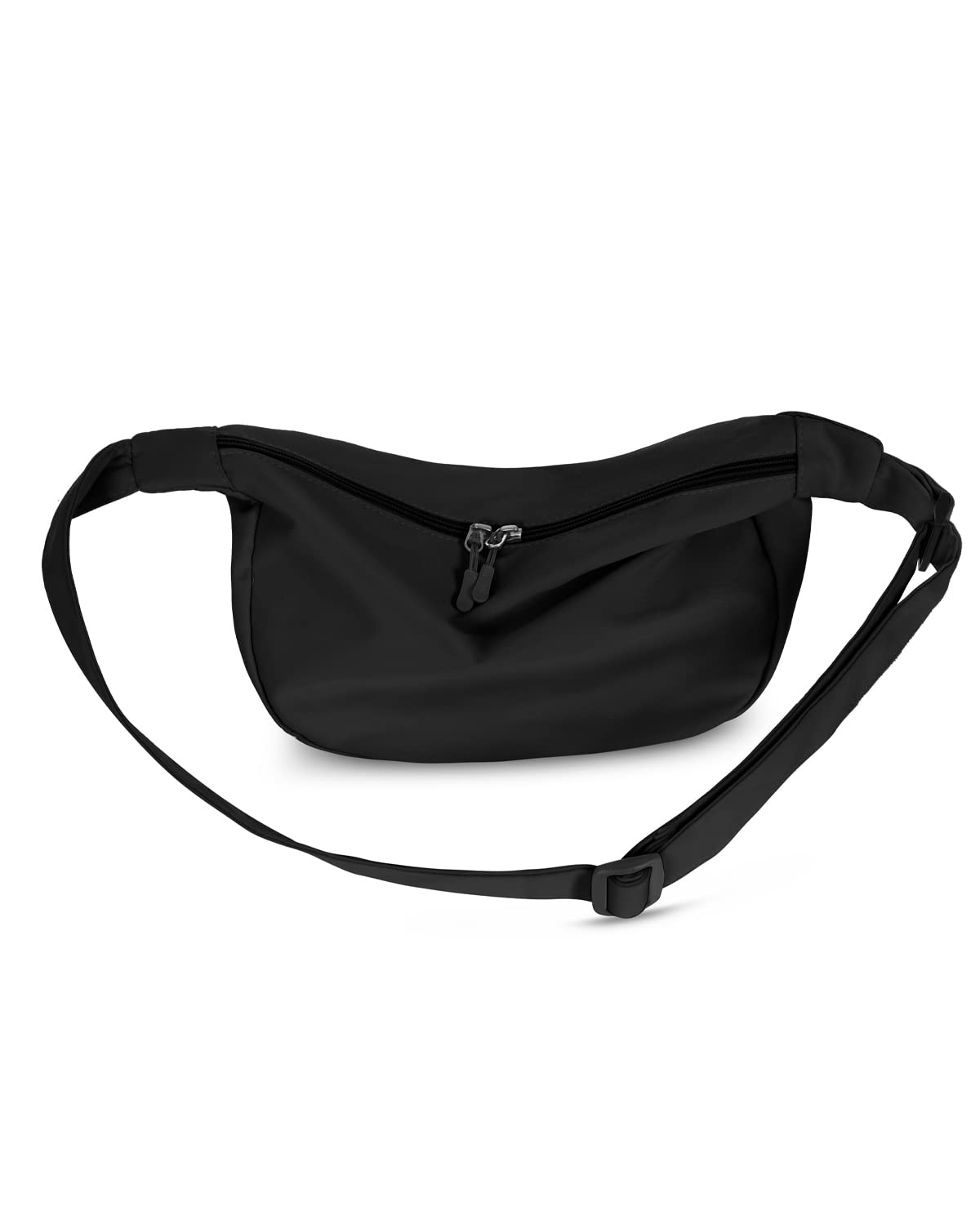 Small Sling Crossbody Bag for Women Men, Mini Crescent Bag with Adjustable Strap, 2 Zippers Lightweight Nylon Shoulder Waist Fanny Pack Belt Bag for School Sport Casual Travel Hiking Work, Black, Small, Causal