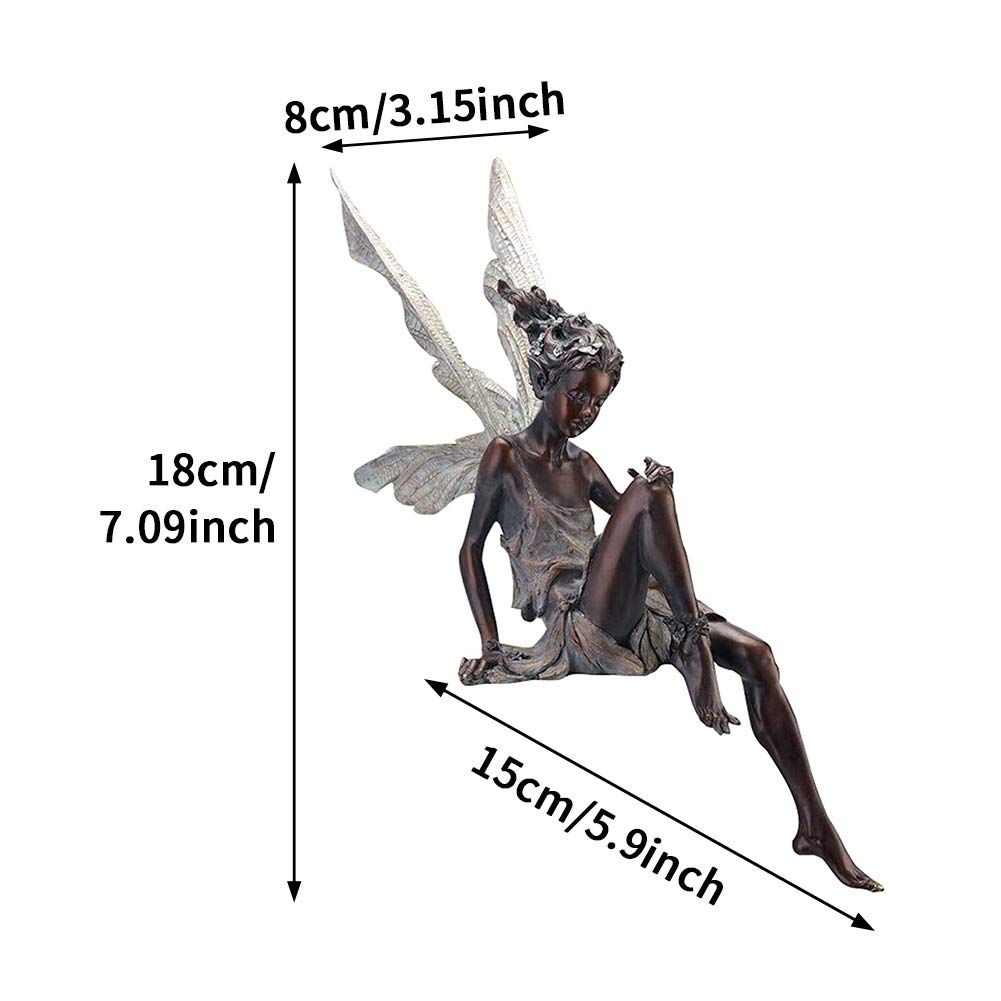 EKDJKK Sitting Fairy Statue Garden Ornament Resin Craft Landscaping Yard Decoration Park Lawn Decoration Home Patio Garden White