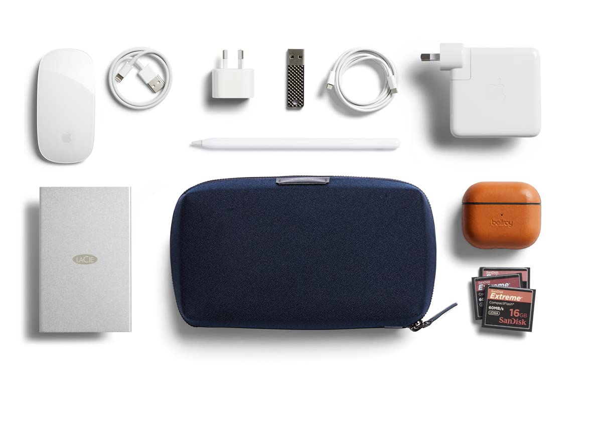 Bellroy Tech Kit (Tech Accessories Organizer Pouch, Zipper Closure, Stores Power Bank, Phone Charger, Cables & More) (Navy)