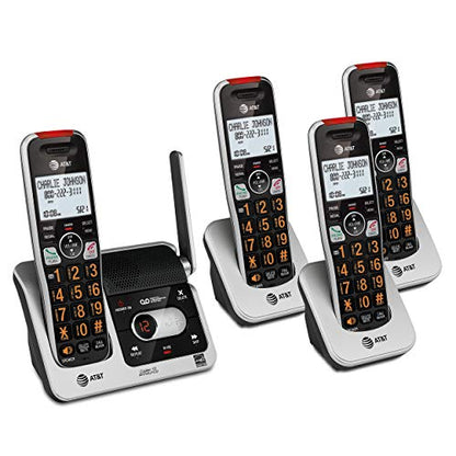 AT&T BL102-2 DECT 6.0 2-Handset Cordless Phone for Home with Answering Machine, Call Blocking, Caller ID Announcer, Audio Assist, Intercom, and Unsurpassed Range, Silver/Black