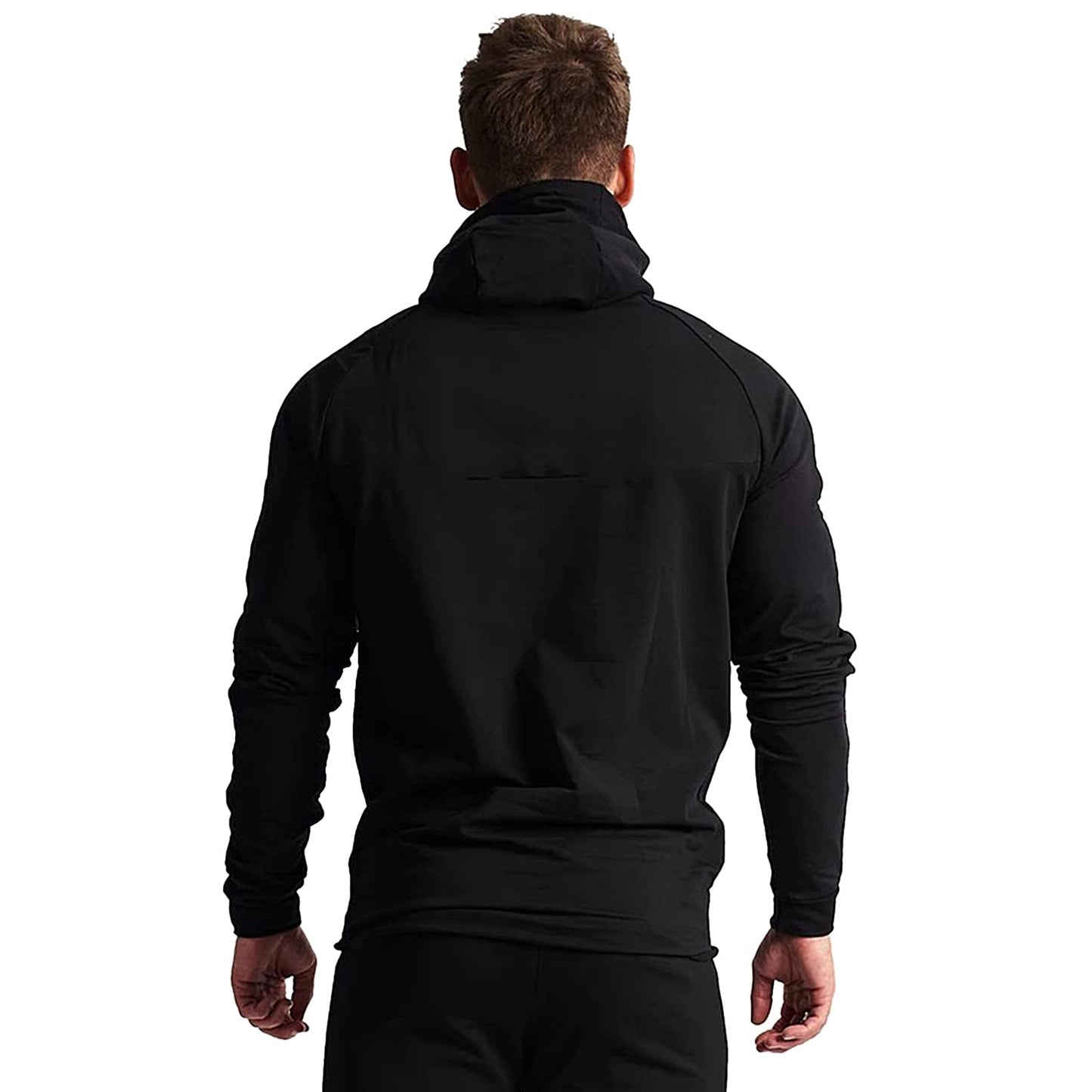 GYMELITE Men's 1/4 Zip Fashion Pullover Hoodie Athletic Workout Fit Cotton Blend Hooed Sweatshirts Casual Long Sleeve with Pockets(SOBK XL Solid Black