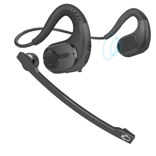 iDIGMALL Bluetooth Headset with Detachable Microphone, Multi-Point Wireless Headset w/DSP Noise Canceling Mic for Phone PC Laptop, Comfort & Light Open Ear headphones for Office Meeting Home Work, 12H