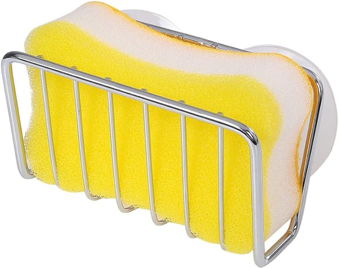Toplife Sponge Holder for Kitchen Sink, Stainless Steel Suction Cup Sponge Caddy