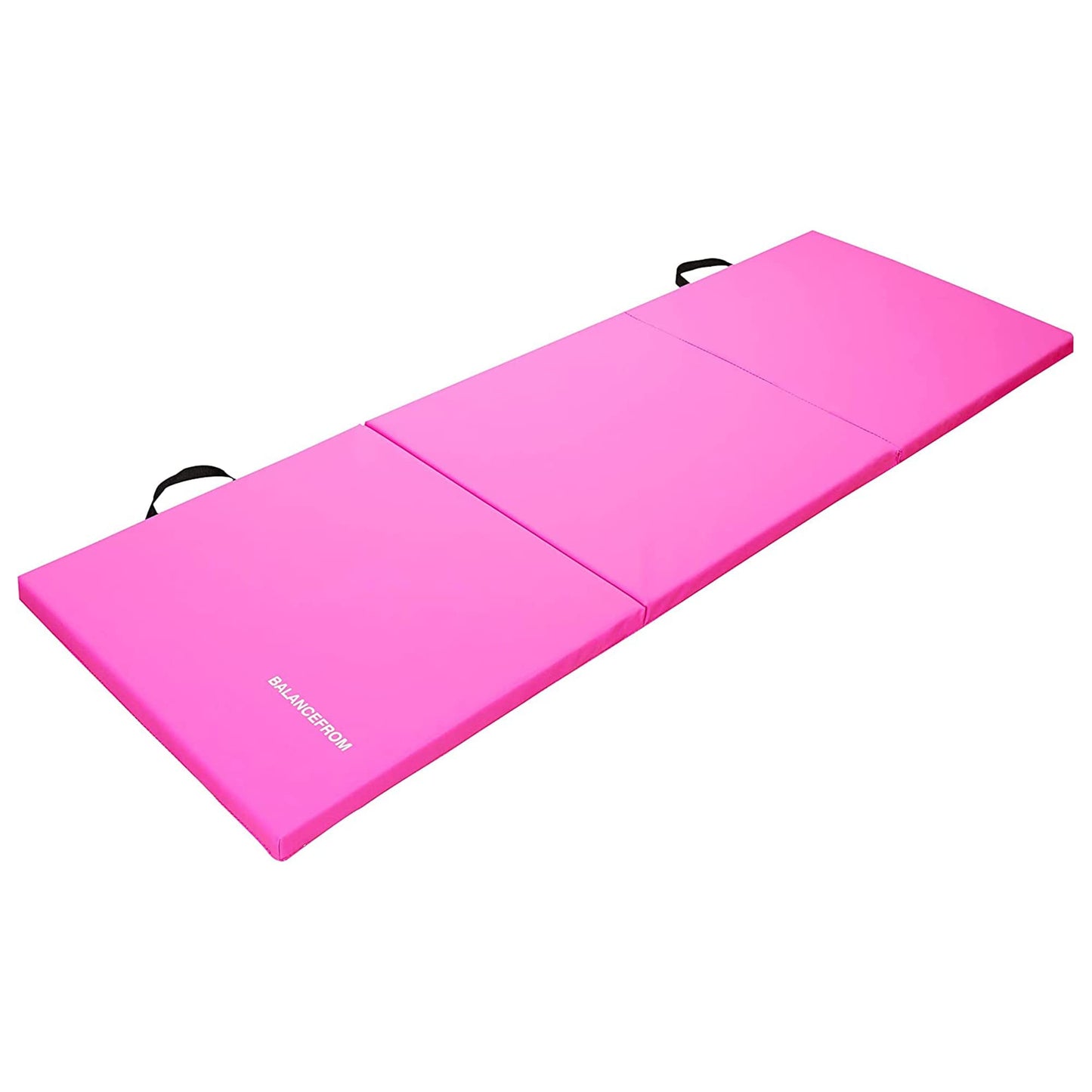 BalanceFrom 6x2 Feet 3-Panel Folding Gymnastics Mat – 1.5-Inch Thick Pad with Vinyl Surface and Carrying Handles for Tumbling, Yoga, Pilates, Home Workouts, and Martial Arts