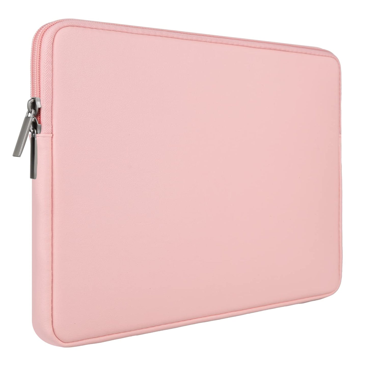 RAINYEAR 13 Inch Laptop Sleeve Soft PU Leather Case Water Resistant Padded Zipper Protective Carrying Bag Compatible with 13.3" Notebook Computer Chromebook Ultrabook(Pink)