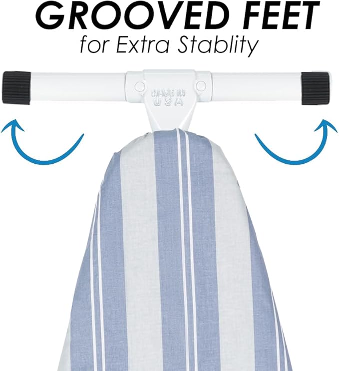 Full Size Ironing Board with Cover & Pad – USA-Made with Enhanced Grip Feet