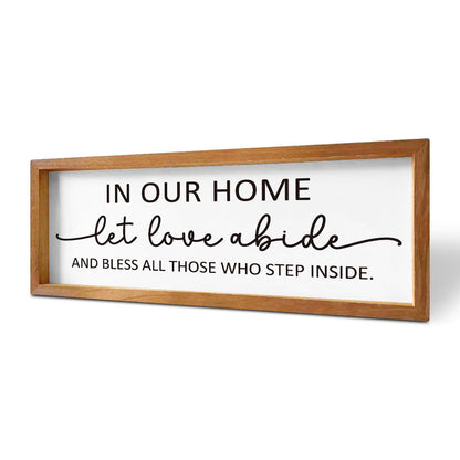 let love Abide Wood Picture Frame Rectangular Wall Decor for Warm Home Love and Blessings Entryway Decorations Housewarming Gifts Rustic Solid Wooden Sign for Tabletop or Hanging Display