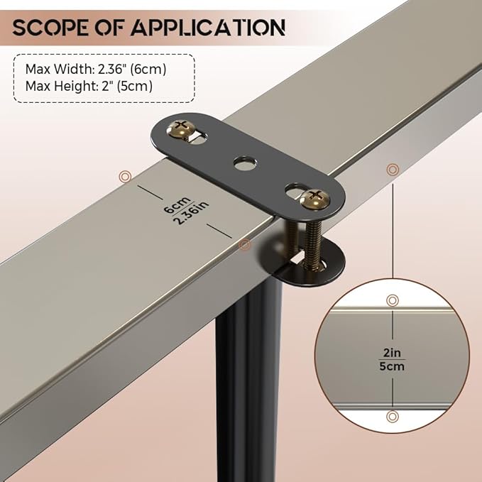 4Pcs Bed Frame Support Leg, Adjustable Height 5"-8.6", Extra Sturdy Steel Bed