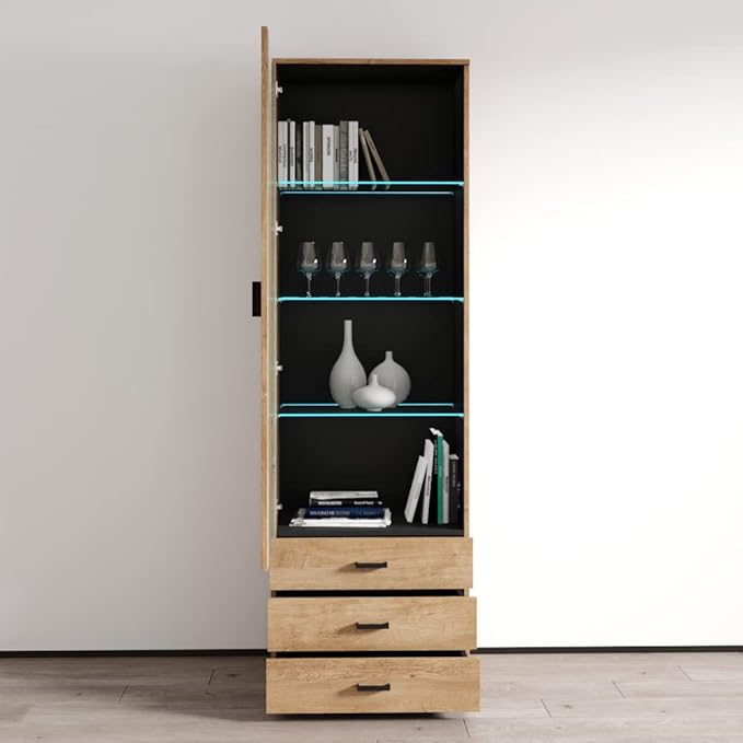 Meble Furniture Soho S1 1D3S Modern Freestanding Bookcase — 16-Color