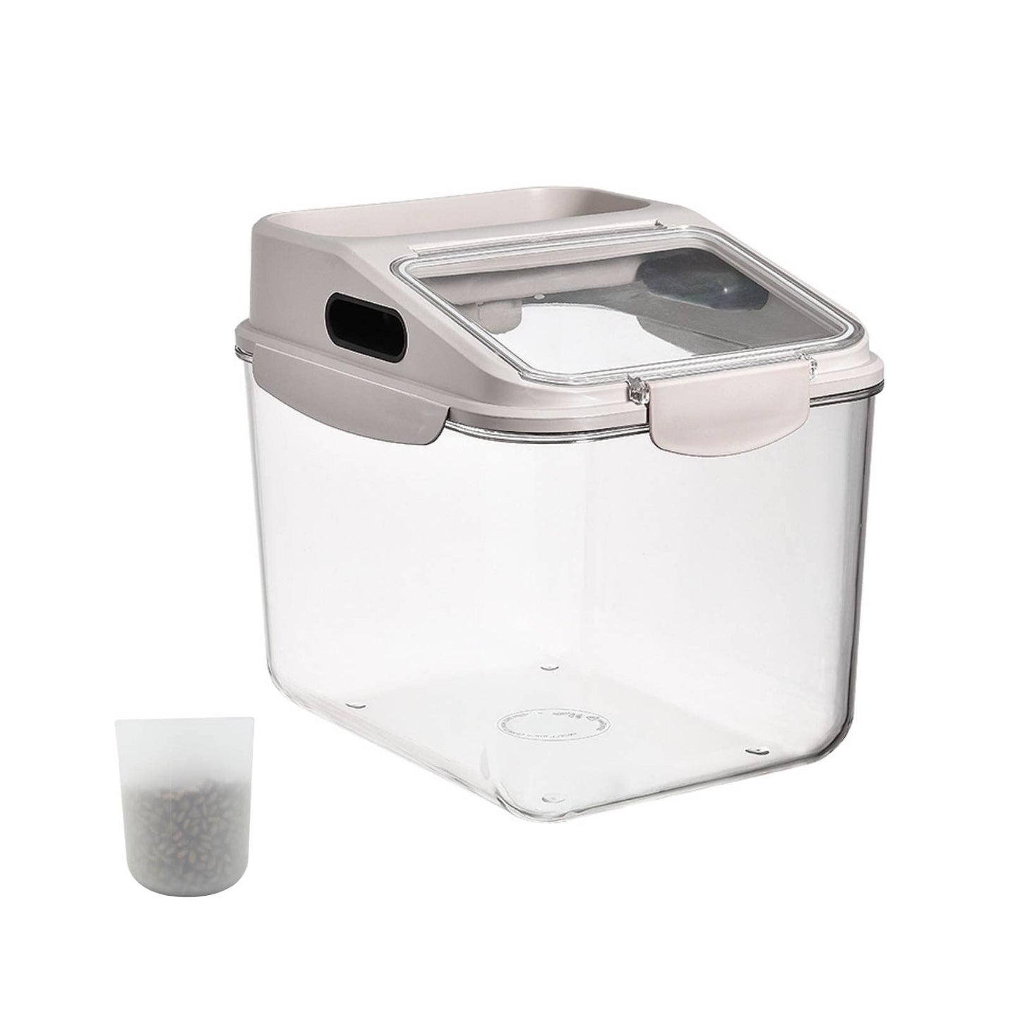 Fhiny 5.5LB Dog Food Storage Container, Airtight Pet Treat Bin Translucent Dry Food Grain Storage Barrels Sealed Bucket Moisture-Proof Plastic Cat Puppy Food Bin with Seal Locking Lid Keep Fresh