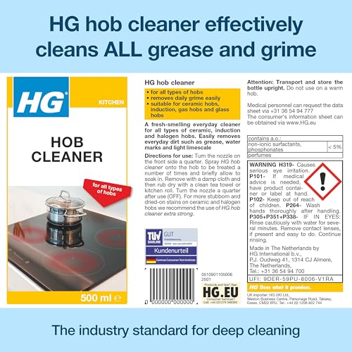 HG Hob Cleaner Spray, Induction, Ceramic & Gas Hob Shine & Degreaser – 500ml