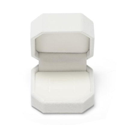 Papten Velvet Double Ring Box, 2 Slots Wedding Engagement Couple Jewelry Gift Holder for Birthday, Wedding, Valentine's Day, Mother's Day (White)