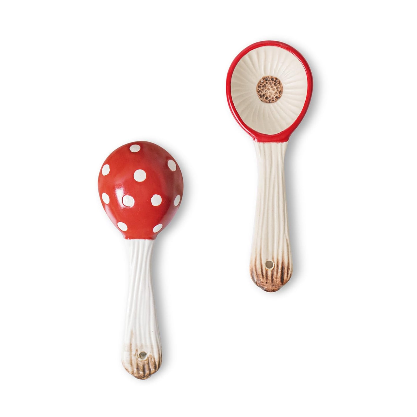 RESVUGA Mushroom Spoons - Asian Ceramic Soup Spoon Set of 2, Safety Ceramics - Use for Noodle, Dessert, Breakfast, Soup.