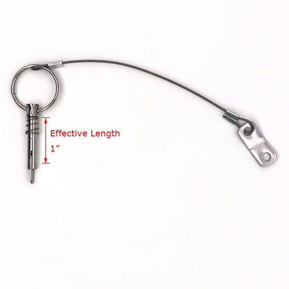 4 Pack Quick Release Pin 1/4" Diameter w/Drop Cam & Spring - Lanyard Prevents Loss, Full 316 Stainless Steel, Bimini Top Pin, Marine Hardware, Free Installation Screws
