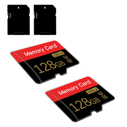 2 Pack Micro memory card 128 GB with Adapter, C10/U3/UHS-I/A1, TransFlash Card, TF card for Camera, Smartphone, Tablet, Drone (Red 128GB *2)